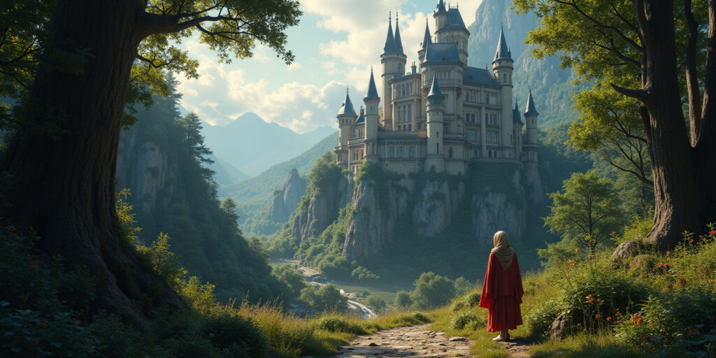 A scene from the AI generated story The Enchanted Castle Adventure