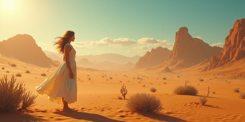 A scene from the AI generated story A Whisper in the Desert