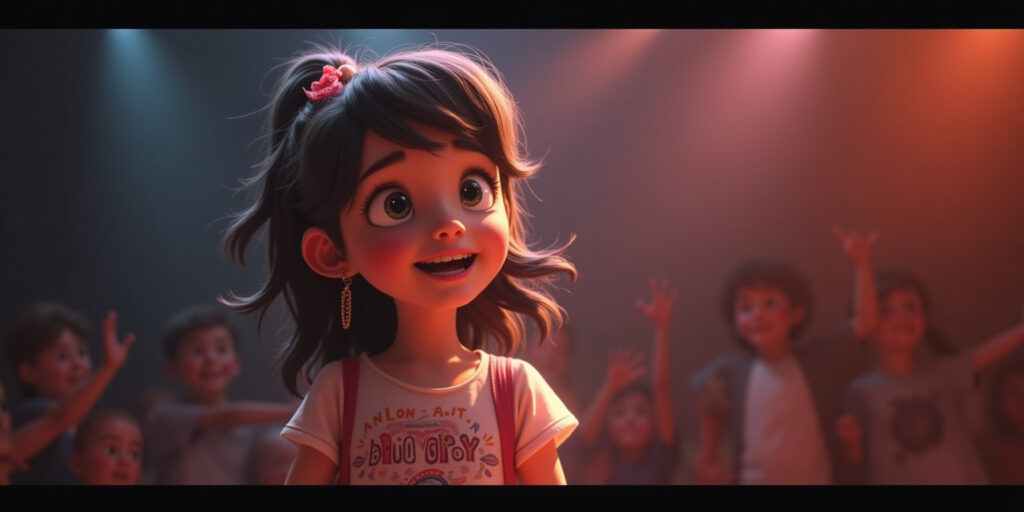 A scene from the AI generated story Riley’s Big Day